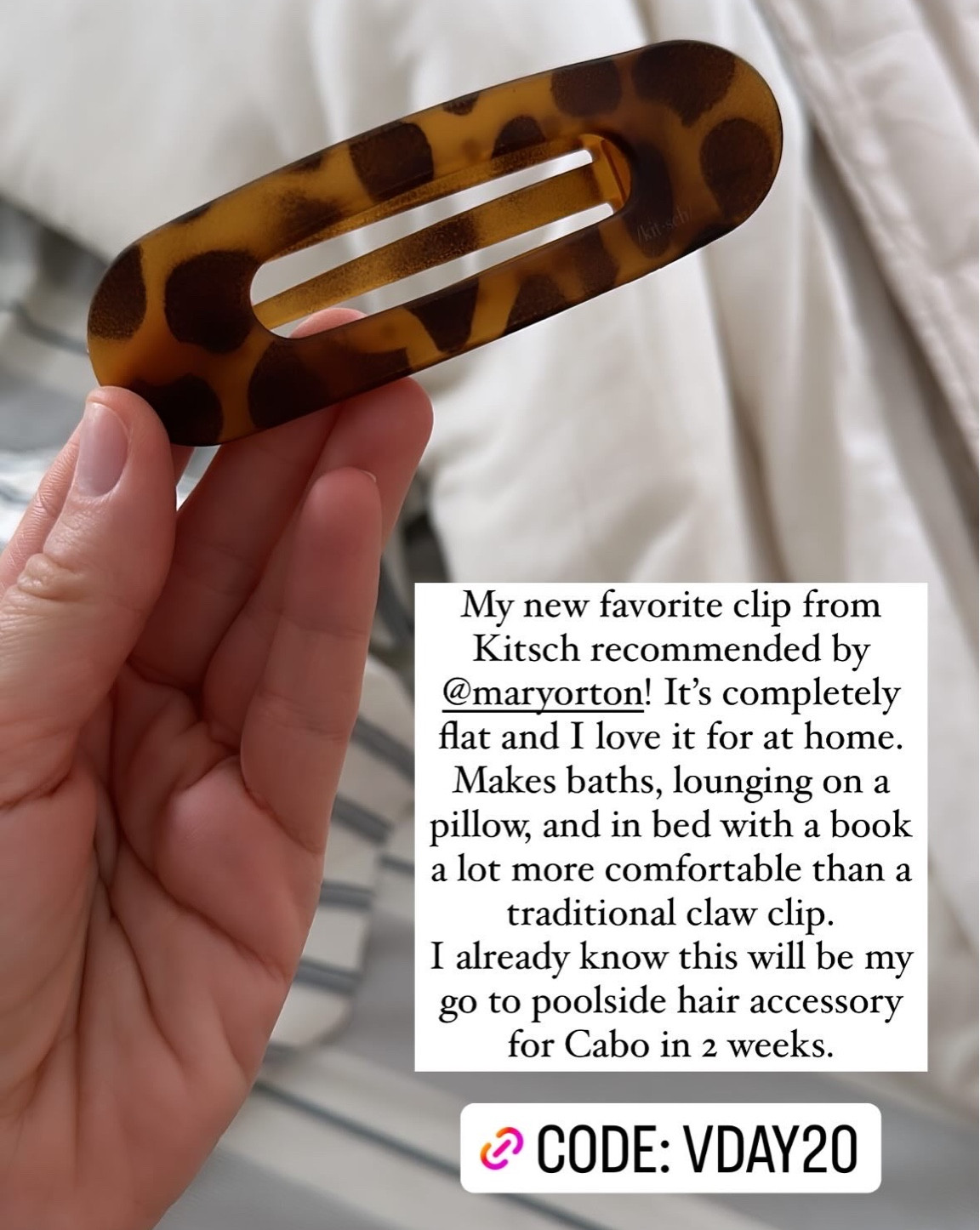 When you want to wear a claw clip, but you’d also really like to lay down comfortably. Code: VDAY20