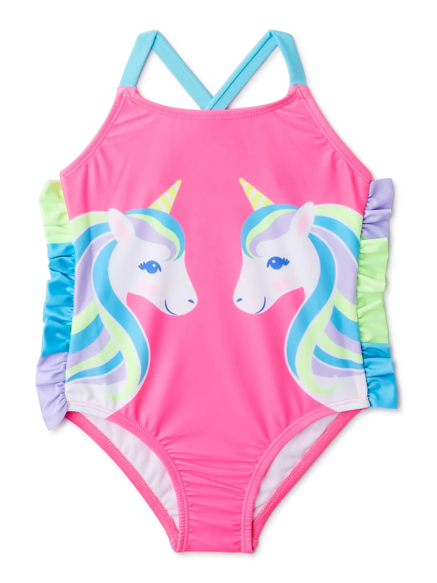 Wonder Nation Baby and Toddler Girl One-Piece Swimsuit, Sizes 12M-5T - Walmart.com | Walmart (US)