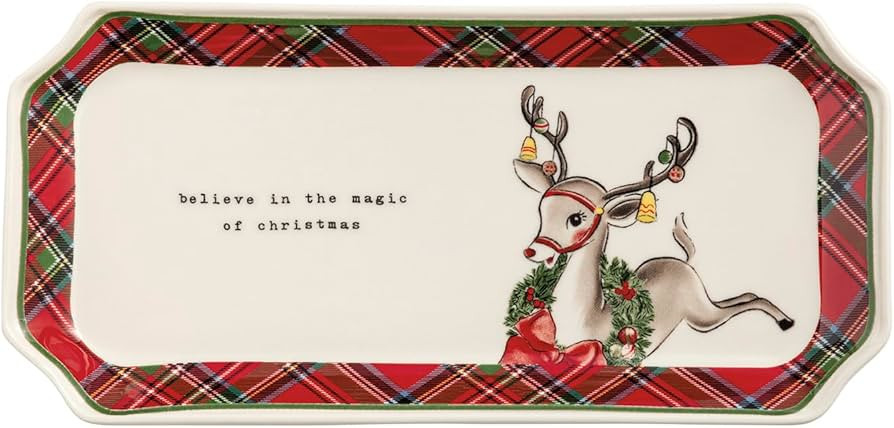 Mud Pie Christmas Reindeer Tartan Everything Tray | Amazon (US)