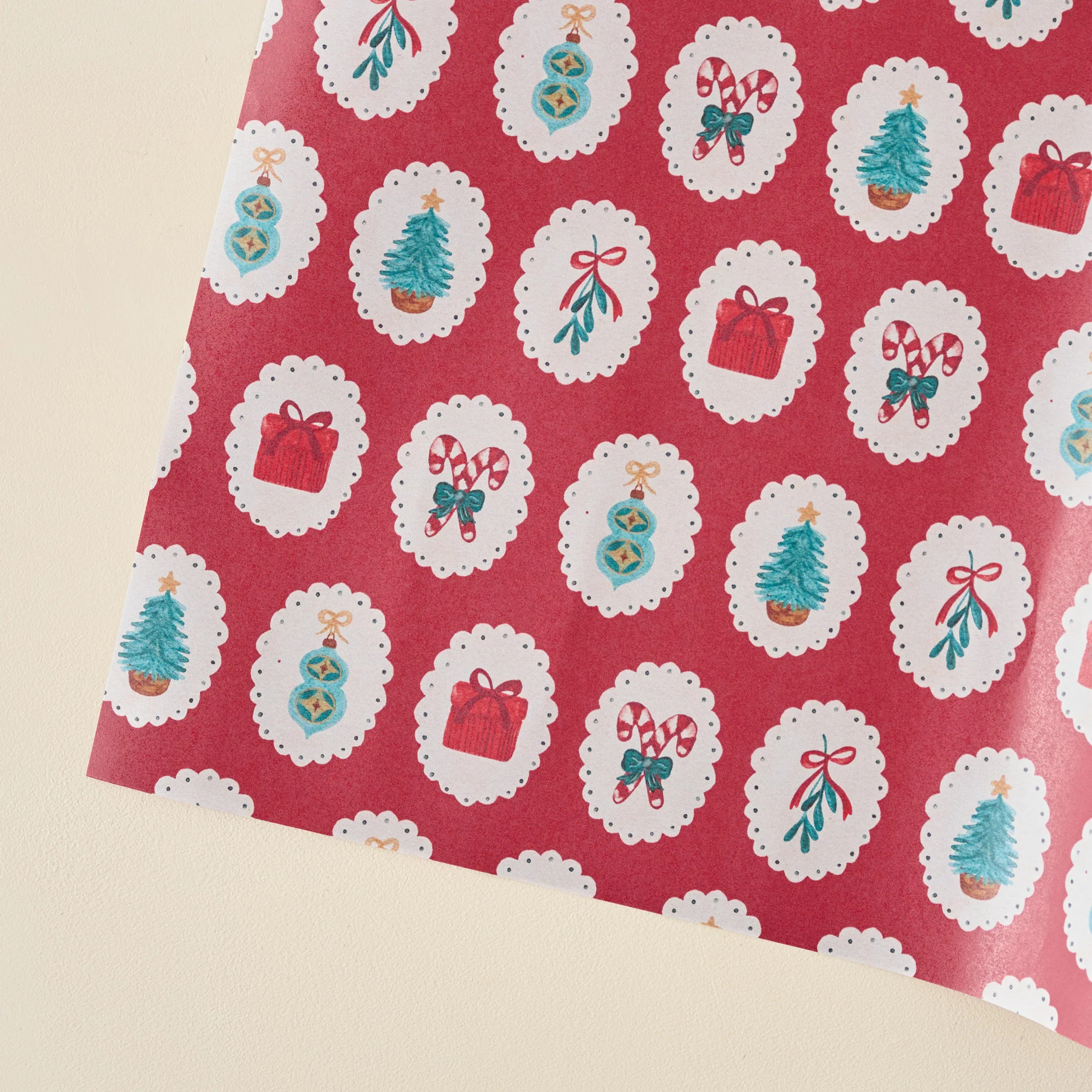 Red Cameo Christmas Wrapping Paper Roll | Magnolia
