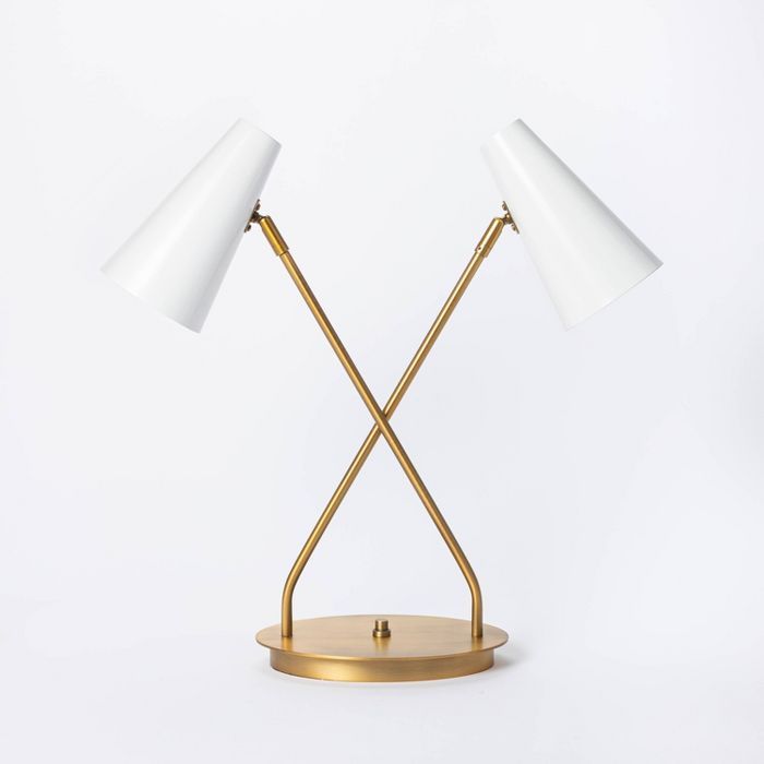 Dual Head Metal Desk Lamp (Includes LED Light Bulb) Brass - Threshold&#8482; designed with Studio... | Target