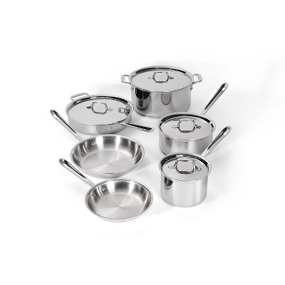 All-Clad 10pc Stainless Steel Cookware, 3-Ply Bonded, Silver | Target