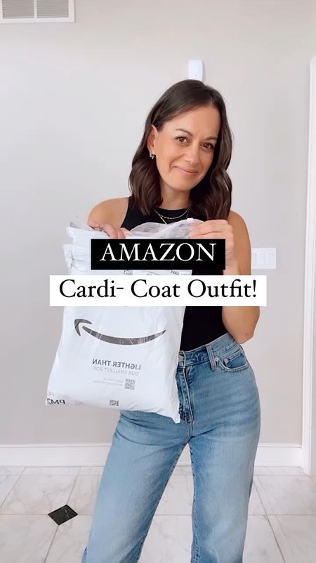 Amazon winter outfit - Cardi coat runs true to size and so good! I’m wearing a small. Paired it with a black bodysuit (true to size) and straight leg jeans and sneakers! 

#LTKstyletip #LTKunder50 #LTKSeasonal