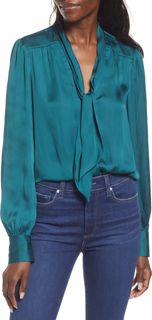 PAIGE Cleobelle Tie Neck Blouse | Nordstrom | Nordstrom