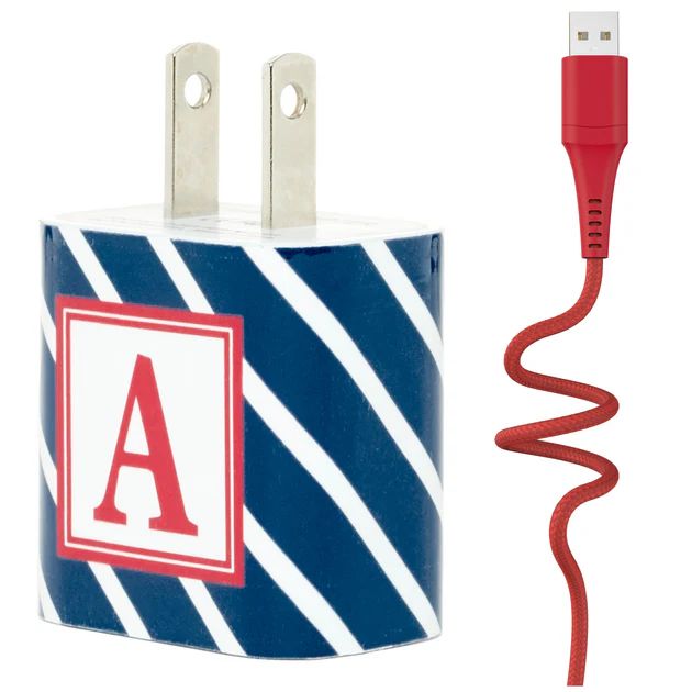 Navy Slanted Stripe Letter Set | Classy Chargers