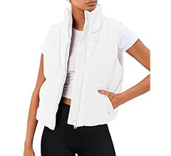 AUTOMET Puffer Vest Women Sleeveless Winter Cropped Outerwear Warm Puffer Lightweight Stand-up Co... | Amazon (US)