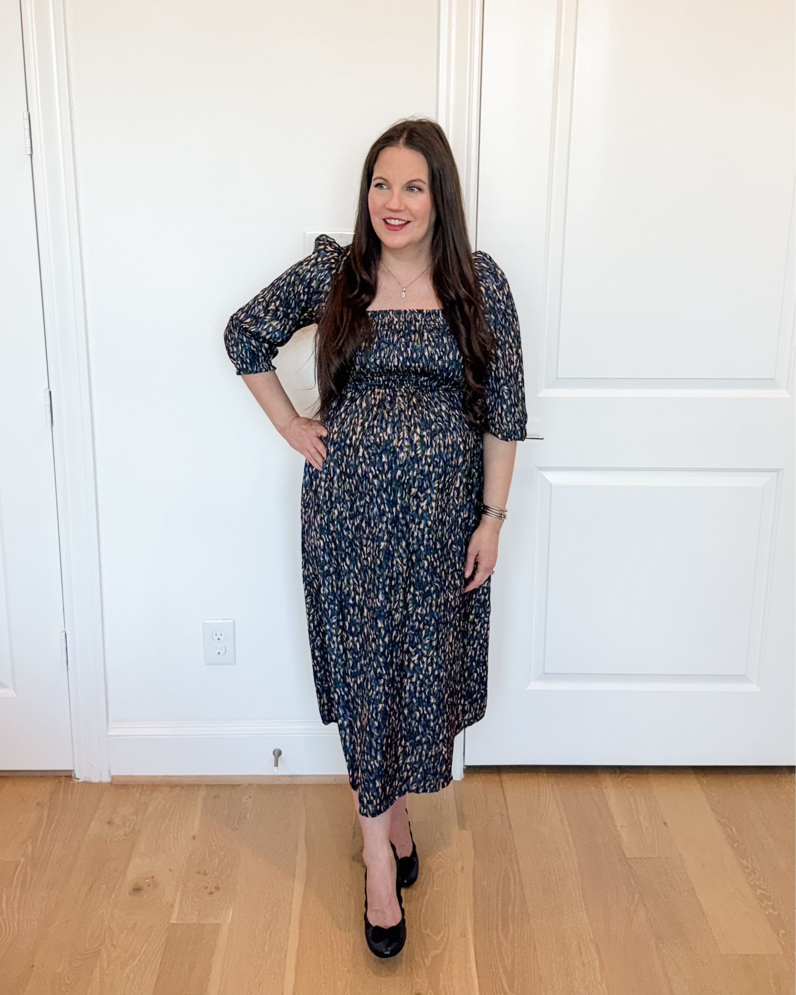 Polished + Practical

A polished work outfit that works throughout pregnancy. This silky sateen maternity dress with a smocked bodice is one of my favorite options for comfortable pregnancy office outfits.

The elegant maternity dress with sleeves works beautifully as a professional work dress and makes an easy spring outfit when paired with classic navy heels. A perfect staple piece for building versatile workwear during pregnancy.


#LTKSeasonal #LTKBump #LTKWorkwear