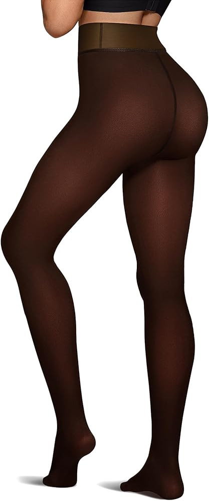OEAK Womens Fleece Lined Tights Sheer Fake Translucent Pantyhose Thermal Tights High Waisted Foot... | Amazon (US)