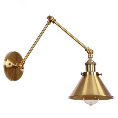 Dewdrop Adjustable Gold Swing Arm Wall Sconce, Vintage Brass Cone Shade Wall Light | Target