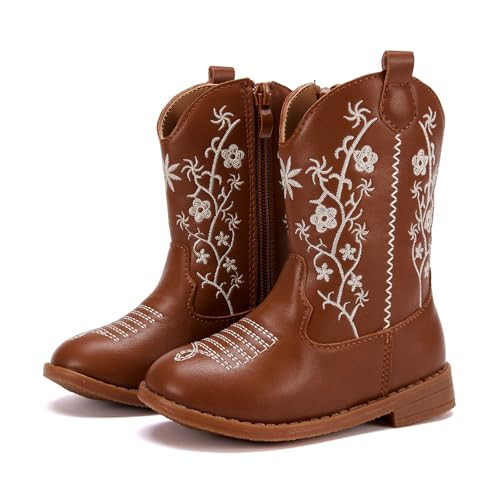 BMCiTYBM Toddler Little Girls Cowgirl Cowboy Western Boots Brown Size 12 | Amazon (US)
