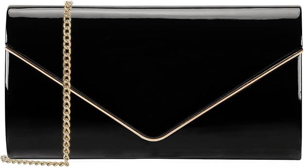 Dexmay Patent Leather Envelope Clutch Purse Shiny Candy Foldover Clutch Evening Bag for Women | Amazon (US)