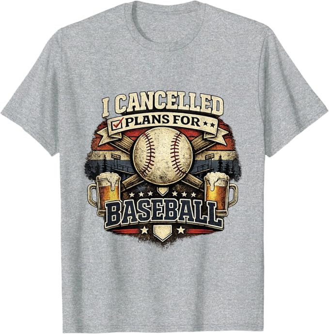 I Cancelled Plans for Baseball Vintage Retro Graphic T-Shirt | Amazon (US)
