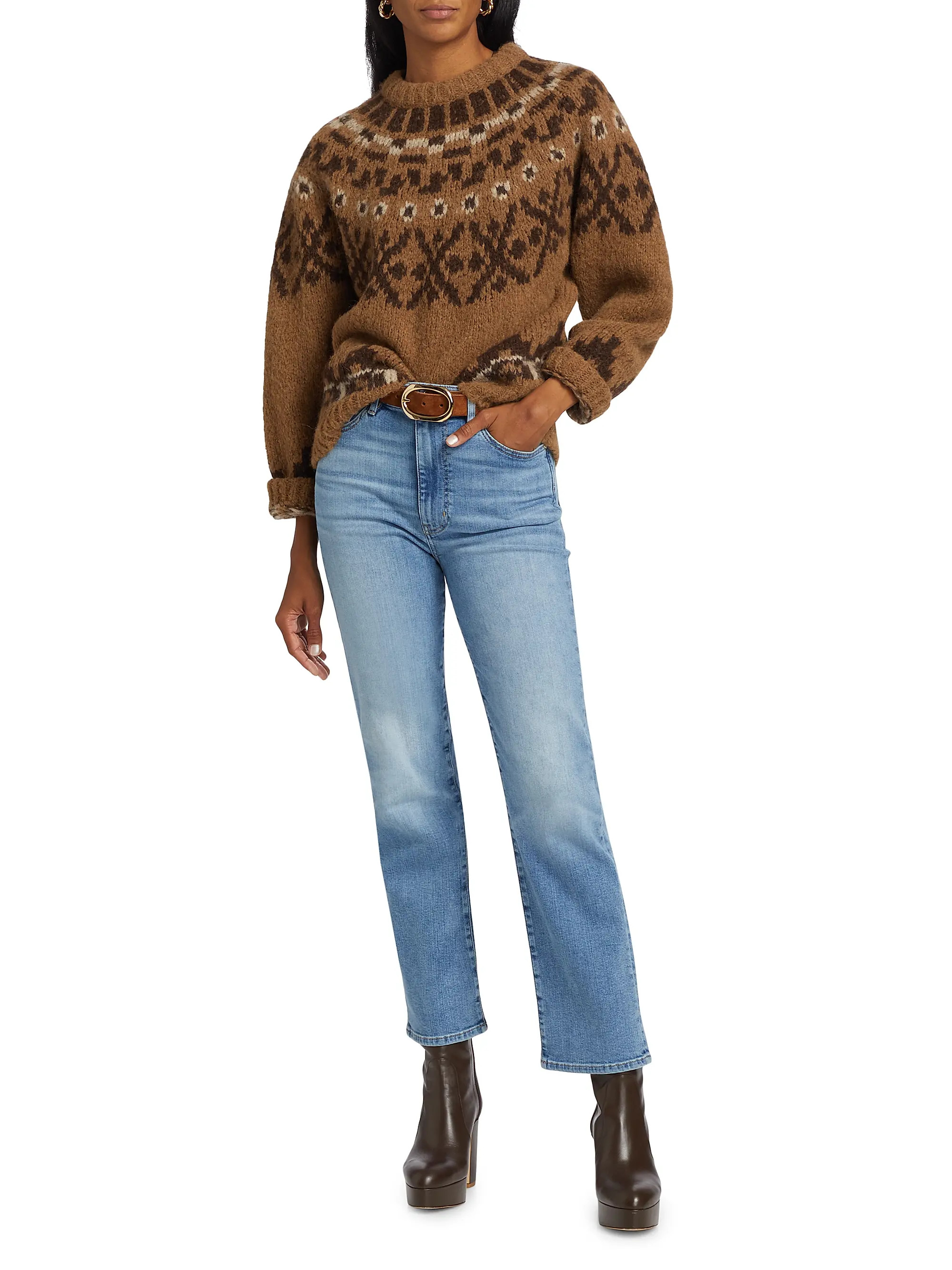 Shop Frame Fair Isle Alpaca Sweater | Saks Fifth Avenue | Saks Fifth Avenue