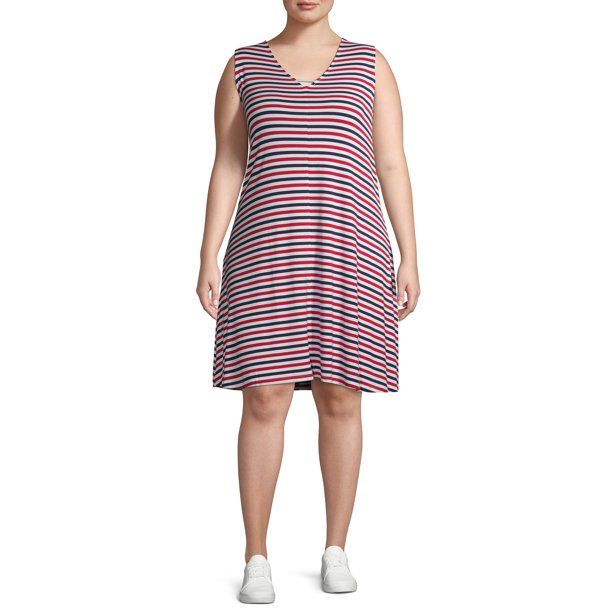 Terra & Sky Women's Plus Size Everyday Sleeveless Swing Dress | Walmart (US)