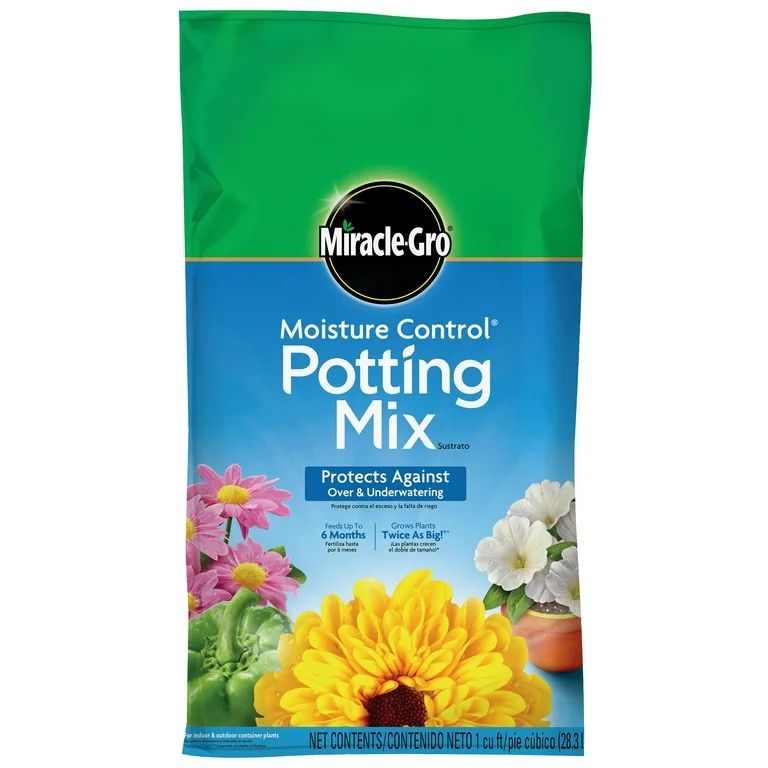 Miracle-Gro Moisture Control Potting Mix, 1 cu. ft., Feeds up to 6 Months | Walmart (US)