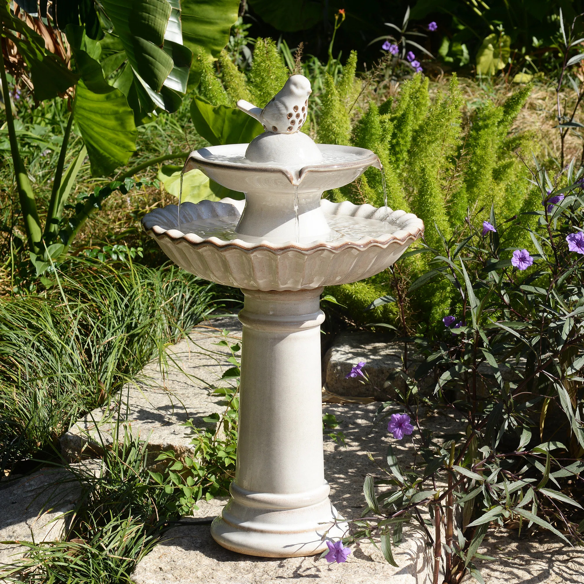 Ceramic / Porcelain Tiered Birdbath | Wayfair North America