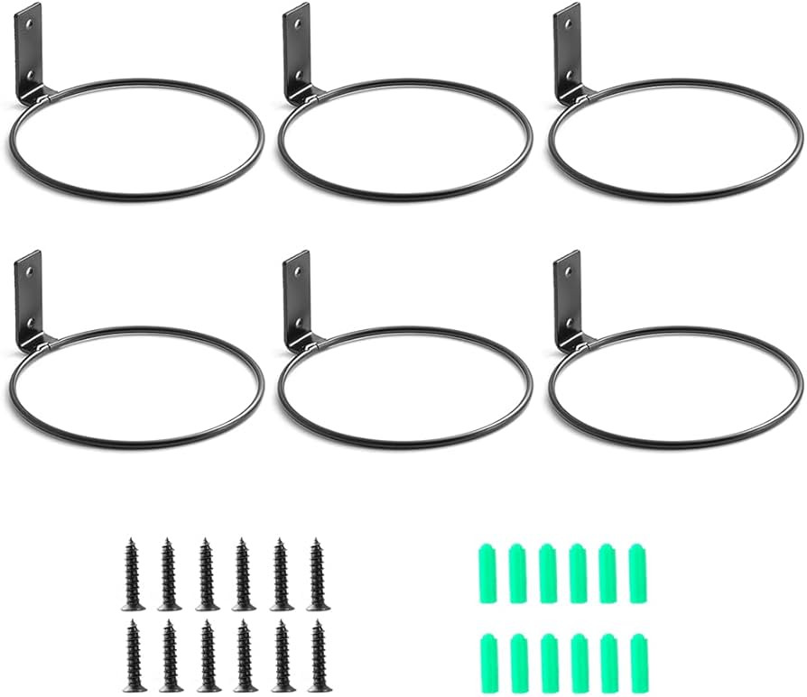 Plant Holder Ring 6 Inch Wall Mounted, 6 Pack Flower Pot Hangers Metal Plant Stand Hanging Bracke... | Amazon (US)