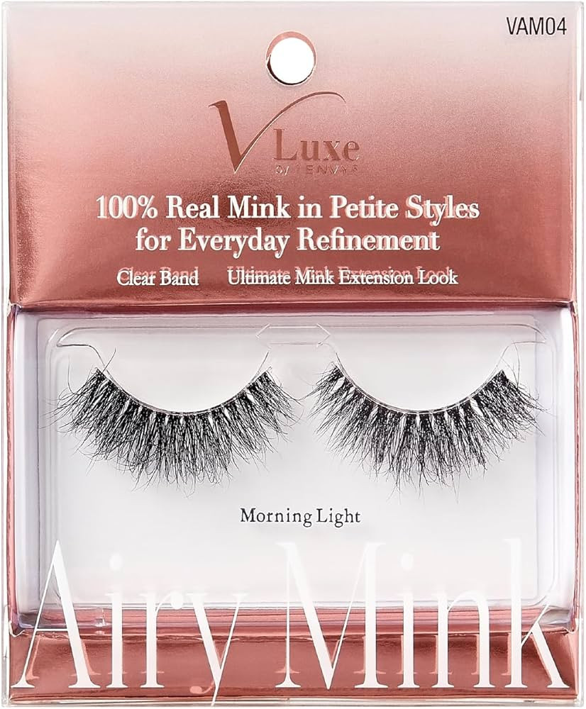 VLuxe Airy Mink False Eyelashes, 100% Real Mink Fake Eye Lash, Lightweight Superfine Clear Band f... | Amazon (US)