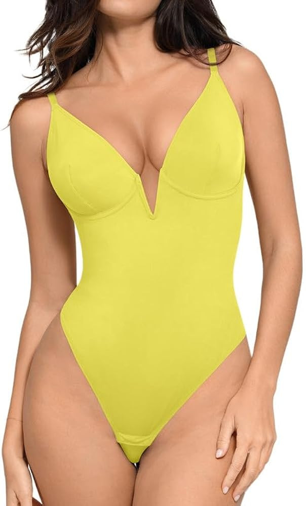 Popilush Shapewear Bodysuits for Women - Tummy Control Shapewear Deep V Corset Tops Concert Outfi... | Amazon (US)