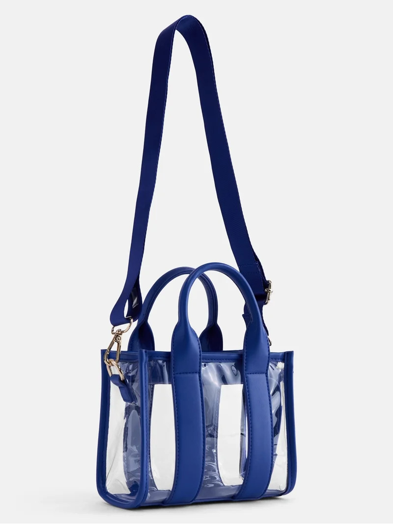 No Boundaries Women's Game Day Clear Boxy Mini Tote Bag, Cobalt | Walmart (US)
