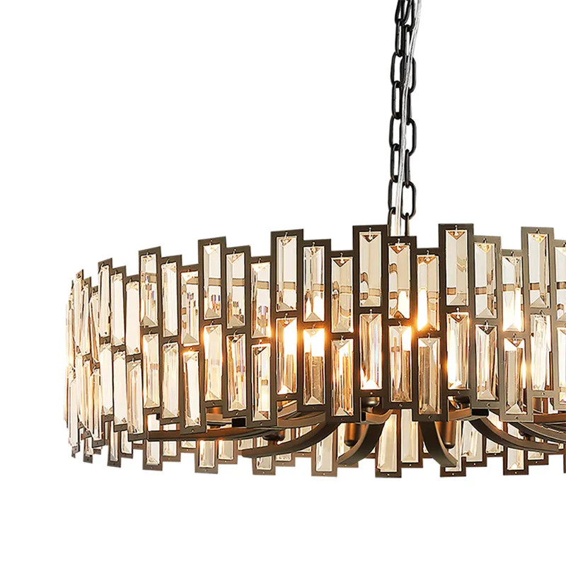 Clytia Modern Geometric Crystal Chandelier 14-Light with Adjustable Chain in Black-Homary | Homary