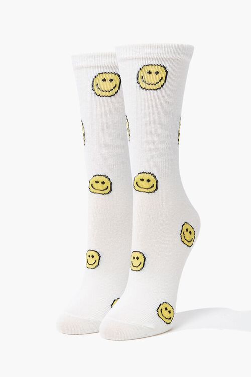 Smiling Face Print Crew Socks | Forever 21 (US)