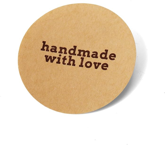 Handmade with Love Stickers, 2 Inch Round Kraft Paper Packaging Seals, 100 Count, Strong Adhesive... | Amazon (US)