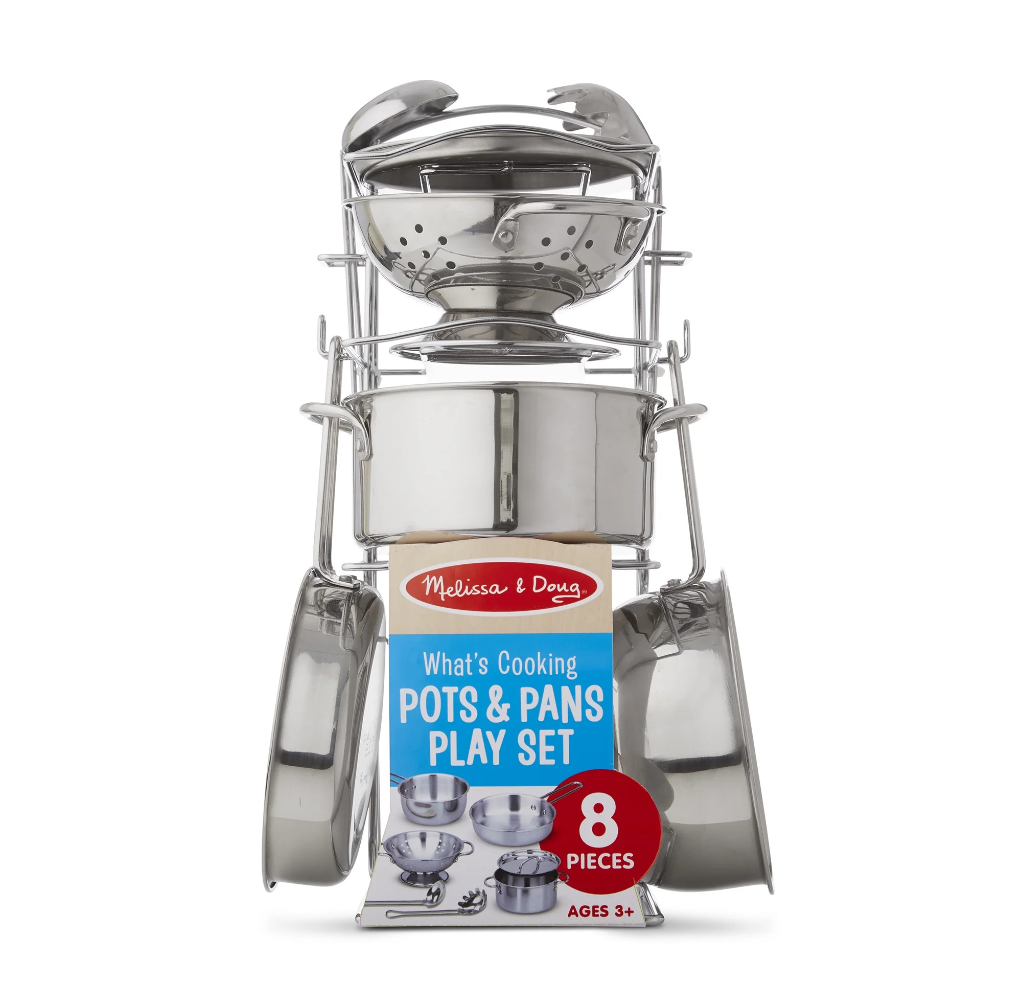 Melissa & Doug Stainless Steel What Cooking Pots and Pans Restaurant and Kitchen Play Set, 8 Piec... | Walmart (US)