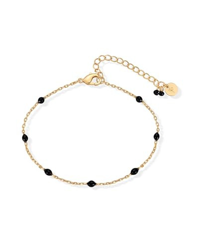PAVOI Dainty Beaded Bracelet for Women, 14K Gold Plated, Yellow Gold, 6"+1" | Amazon (US)