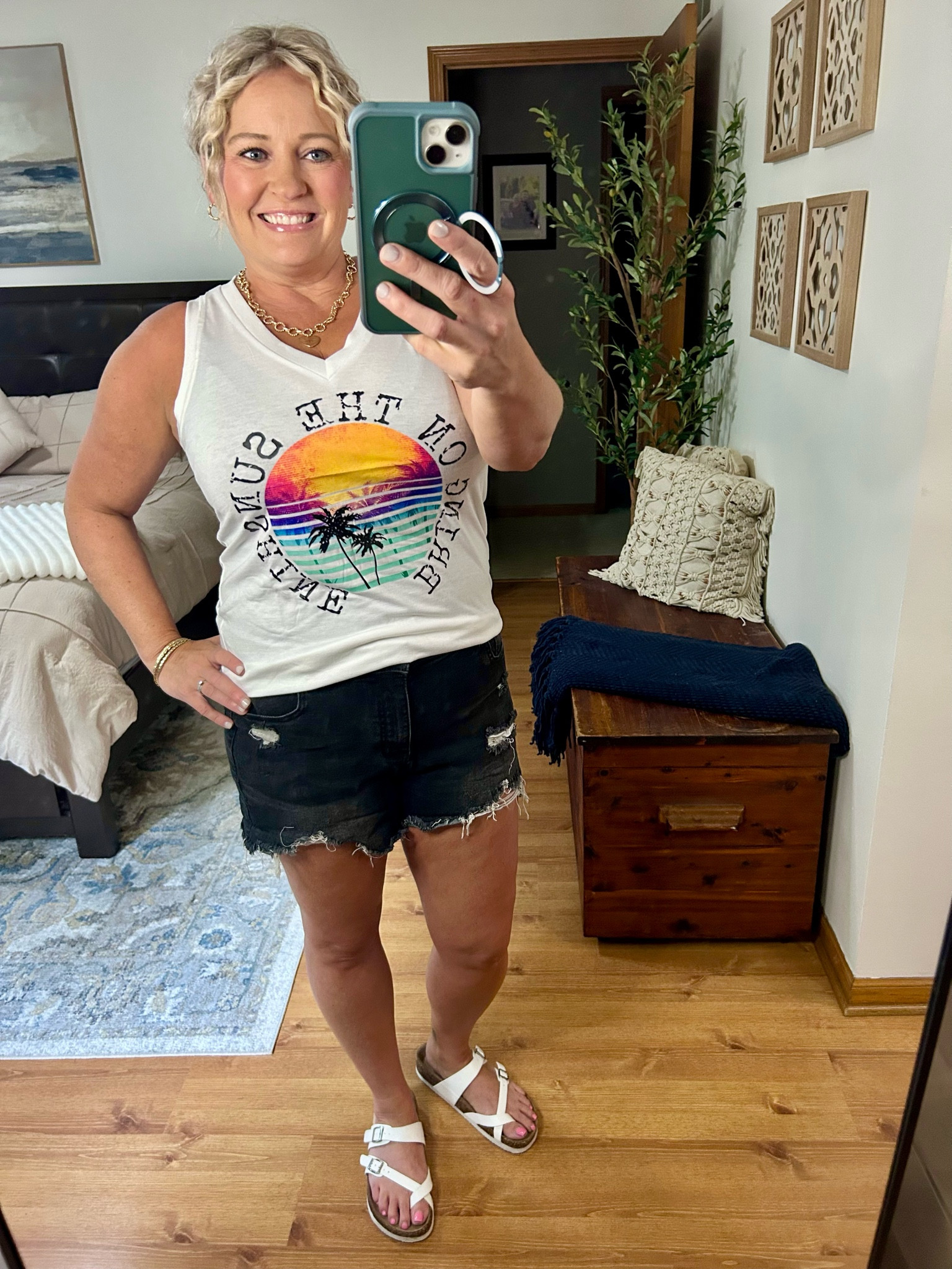 Graphic tanks for the win! Love that you can wear a regular bra with this one! 

#LTKOver40 #LTKSeasonal #LTKMidsize