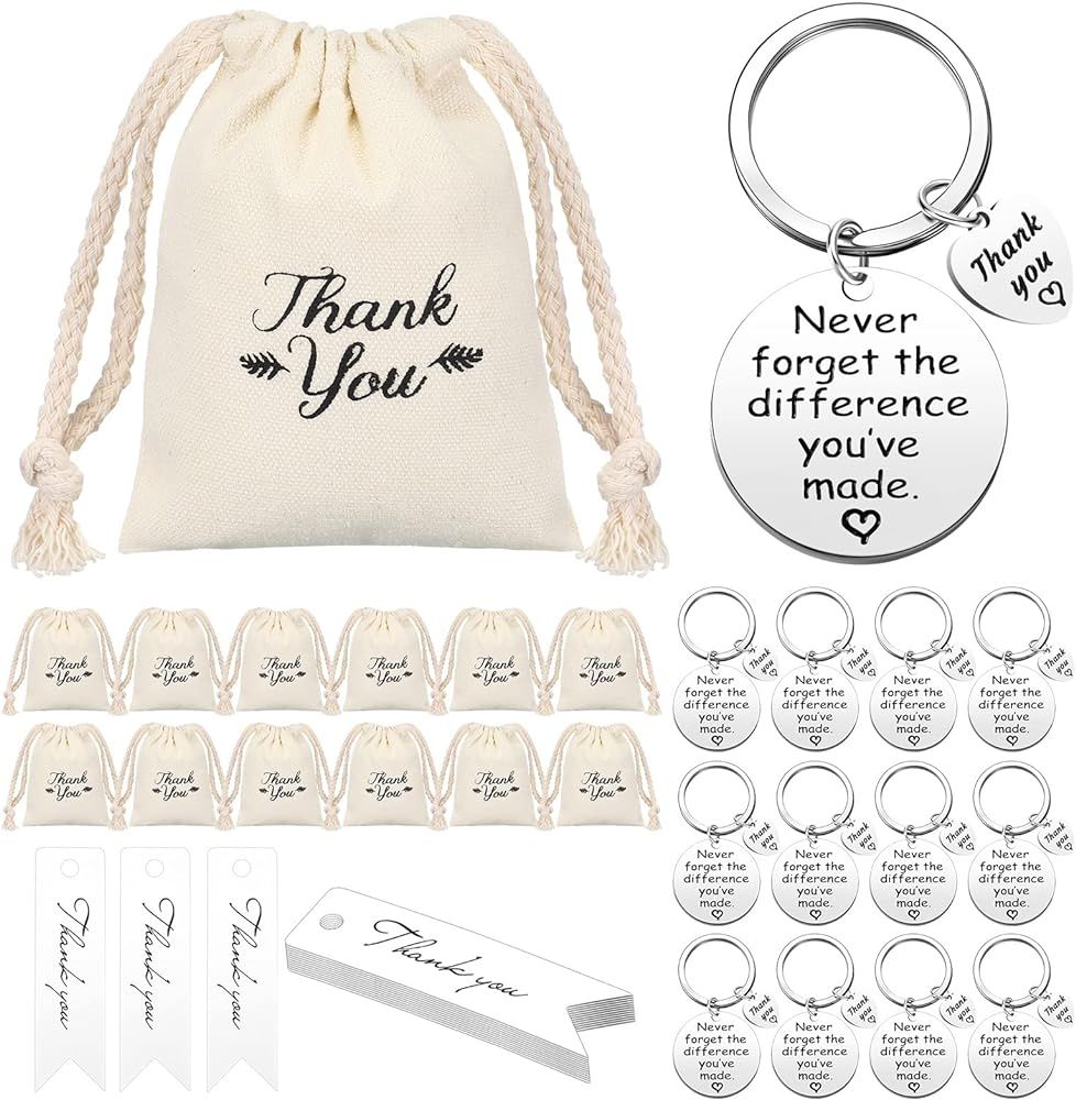 36 Pcs Employee Thank You Gifts Appreciation Keychain Thank You Drawstring Bags and Cards for Cow... | Amazon (US)