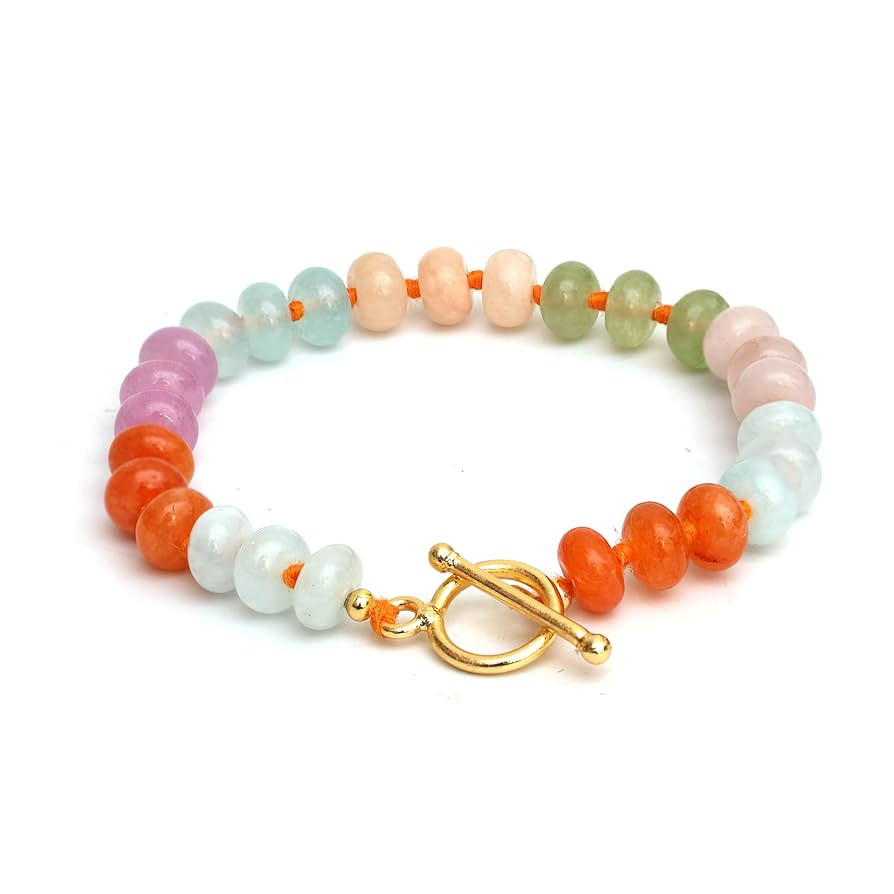 Gempires Handmade Multi Color Bracelets Colorful Beaded Gemstone Jewelry Hypoallergenic 8 Inch Go... | Amazon (US)