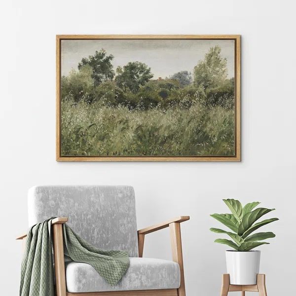 Rustic Countryside " IDEA4WALL Framed Canvas Print Wall Art Sage Green Forest Tree FLower Field L... | Wayfair North America