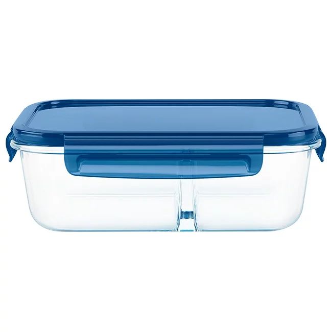 Pyrex MealBox 2-cup Divided Glass Food Storage Container with Blue Lid | Walmart (US)