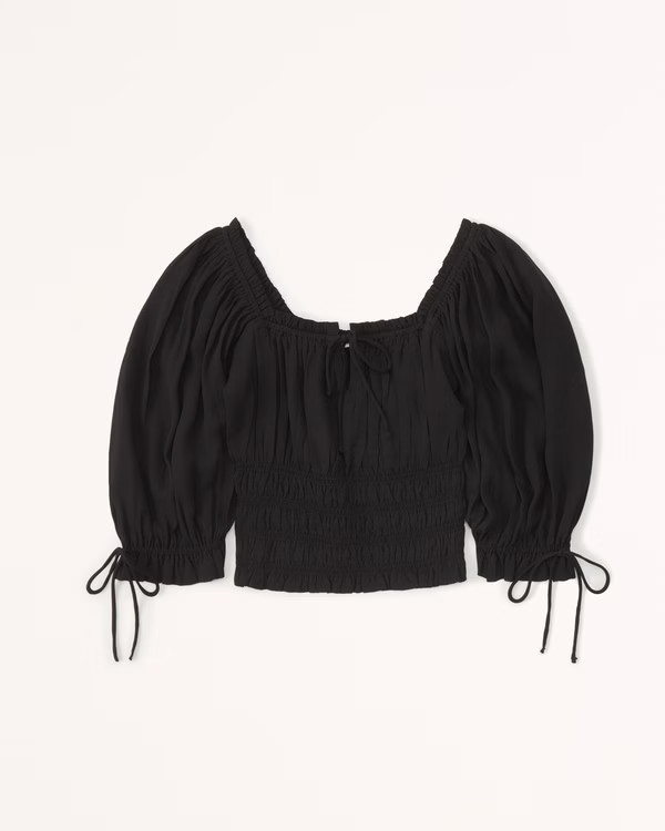 Women's Stringy Ruched Squareneck Top | Women's New Arrivals | Abercrombie.com | Abercrombie & Fitch (US)