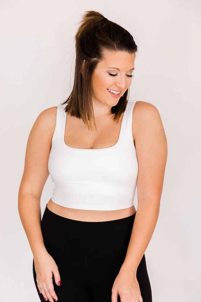 Accomplish a Goal White Square Neck Cropped Bra Top | The Pink Lily Boutique