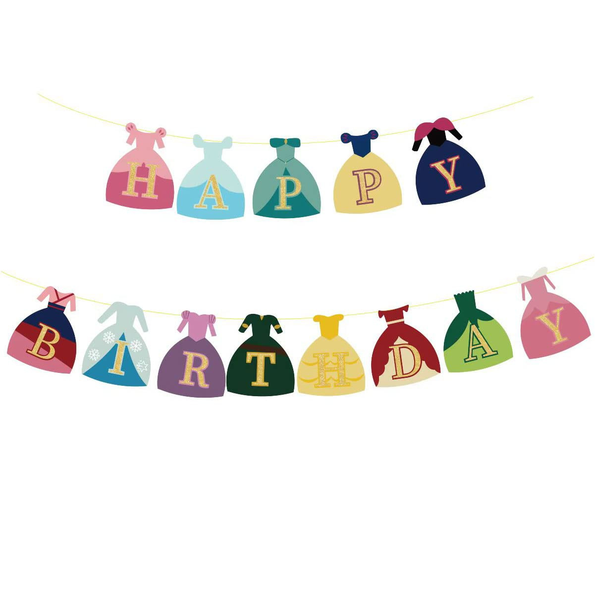 Princess Happy Birthday Banner - Cute Cartoon Princess Dress Decoration, Girl's 1st Birthday Part... | Amazon (US)