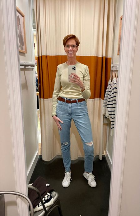 Madewell long sleeve tee perfect for layering or wearing alone.
Quite sheer. Runs small. Wearing a large.

workwear, teacher outfit, jeans, boots, fall fashion, fall outfit idea, fall style, fall photos

#madewell

#LTKSale #LTKsalealert #LTKover40