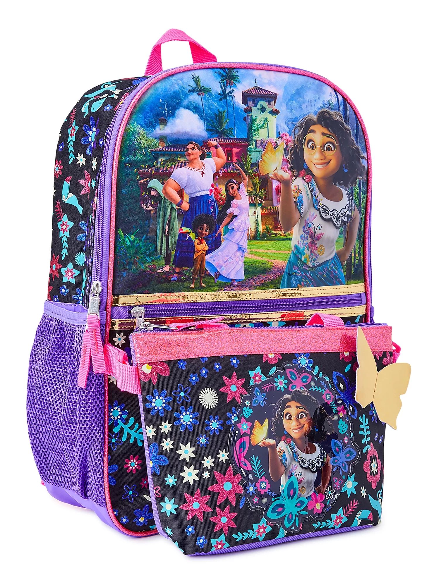 Disney Encanto Magic Family Girls 17" Laptop Backpack 2-Piece Set with Lunch Tote Bag, Purple Pin... | Walmart (US)