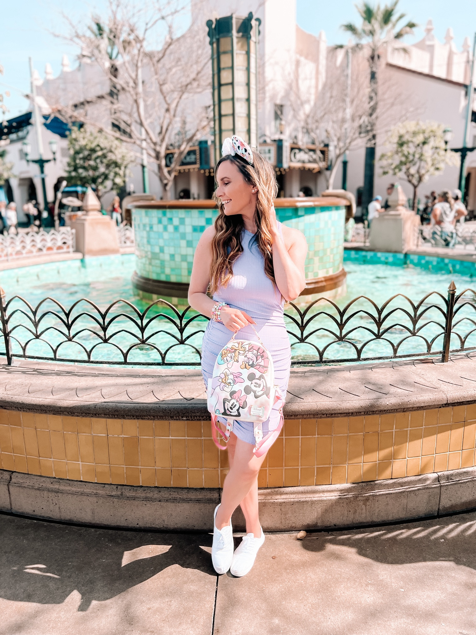 Pastel spring outfit for Disneyland or everyday! I love how flattering and comfortable this bodycon dress from Shein is! Perfect for a park day with a cute pair of tennis shoes💜 And this pastel Sensational Six Loungefly bag is my new favorite! So cute and the perfect aesthetic ✨

#LTKfindsunder50 #LTKfindsunder100 #LTKsalealert