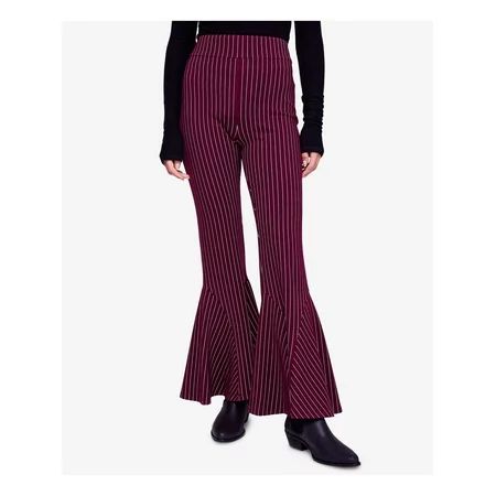 FREE PEOPLE Womens Maroon Ponte Knit Striped Flare Pants Size: 6 | Walmart (US)