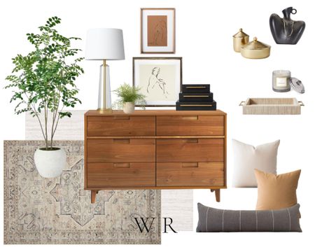 Bedroom Deco. Dresser drawer. Area Rugs. Lamp. Figure art work. Throw pillows. Potted tree and greenery. Jewelry boxes. Wall art. Candle. 

#LTKGiftGuide #LTKsalealert #LTKhome