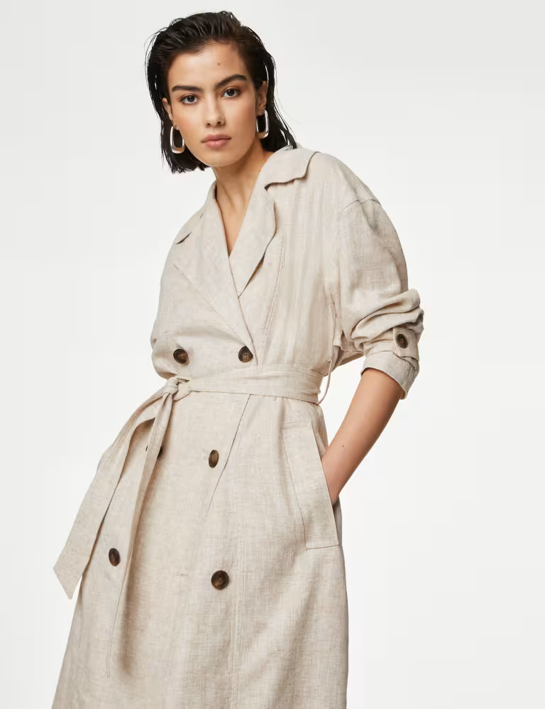 Linen Blend Longline Trench Coat | Marks & Spencer (UK)