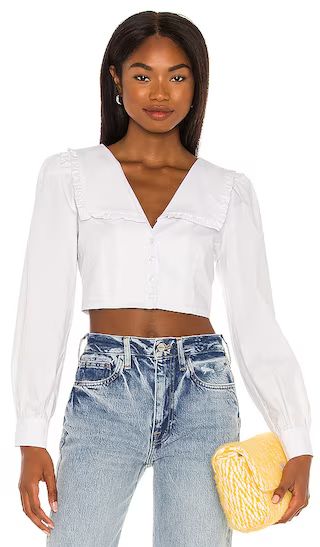 The Celi Crop Blouse in White | Revolve Clothing (Global)