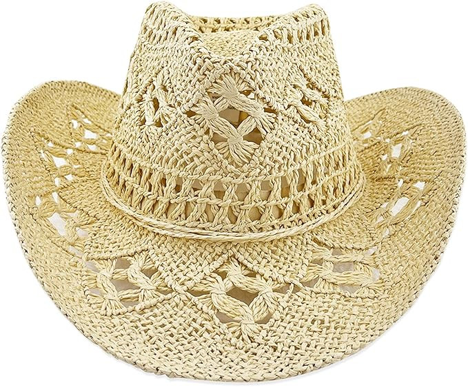 Women Straw Cowboy Hats, Sparkly Western Cowgirl Hat for Holiday Party, Foldable Vacation Beach S... | Amazon (US)