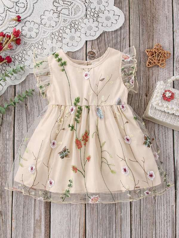 Baby Floral Embroidery Ruffle Trim Dress
   SKU: sa2205051678600471      
          (115 Reviews)... | SHEIN