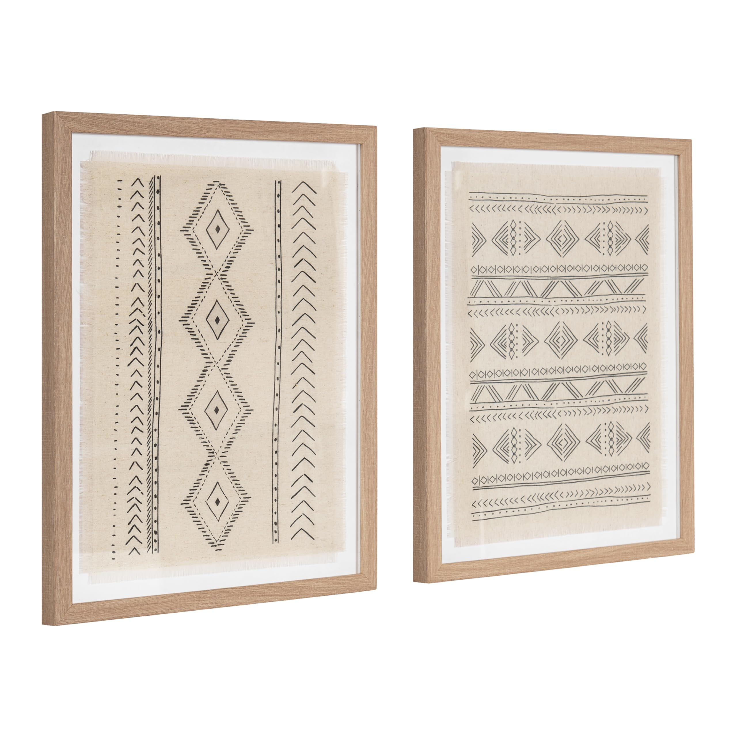 Kate and Laurel Samori Transitional Two-Piece Framed Textile Art Set, 16 x 20, Natural, Modern Pr... | Amazon (US)