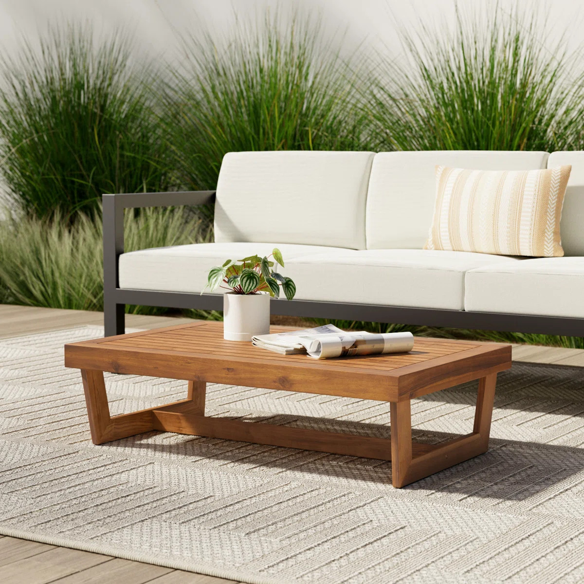Louise Rectangular Acacia Outdoor Coffee Table , 39.5'' in. W 24.5'' in. D | Wayfair North America