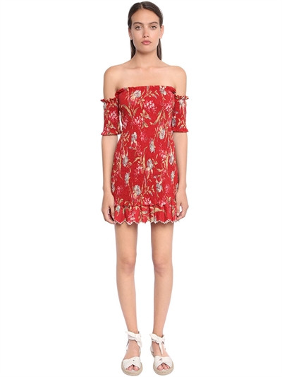 ZIMMERMANN, Floral printed off the shoulder dress, Red/multi, Luisaviaroma | Luisaviaroma