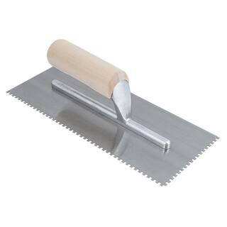 1/8 in. x 1/8 in. x 1/8 in. Square Notch Pro Wood Flooring Trowel with Wood Handle | The Home Depot